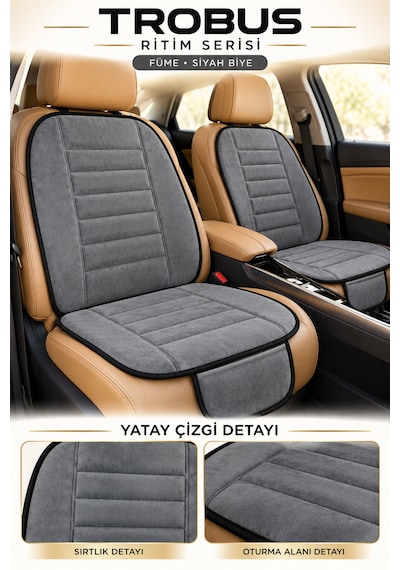 Trobus Ritim Nissan Qashqai 2007-2013 Baby Face 5'li Koltuk Minderi Füme Siyah