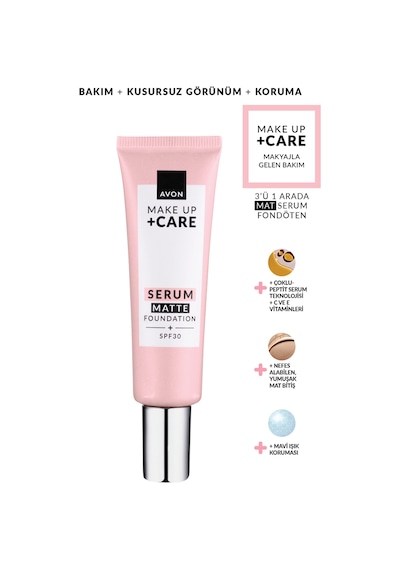 Make Up + Care 3ü 1 Arada Mat Serum Fondöten 30 Ml. 435n Warm Deep Tan 0
