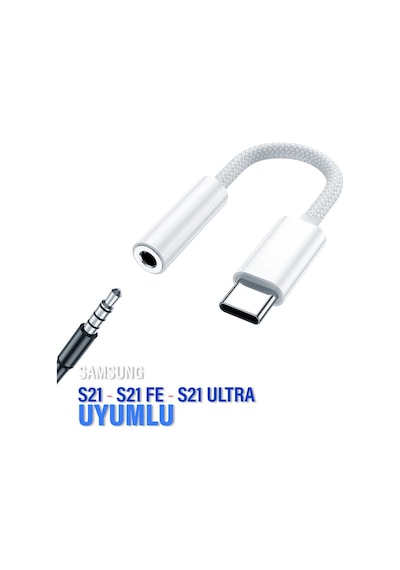 Samsung  Uyumlu S21 Fe-ultra Typec 3.5mm Çevirici Kulaklık Dönüştürücü