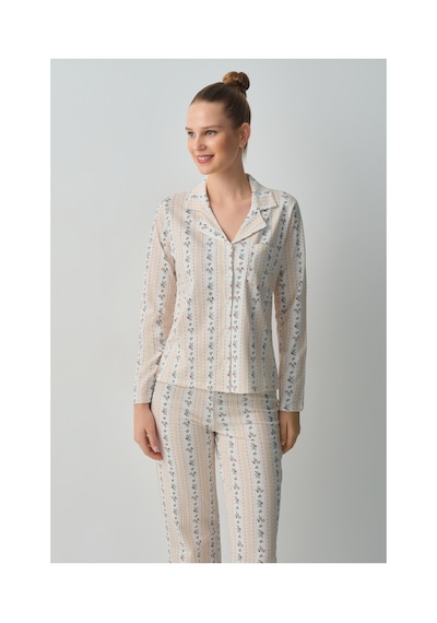 Suwen Stella Gömlek Yaka Pijama Takımı Wsh105101561562 Vanilya Baskılı Suwen Stella Gömlek Yaka Pijama Takımı Wsh105101561562 Vanilya Baskılı