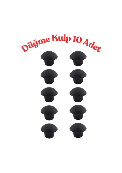Klc 10 Adet Mat Siyah Metal Düğme Kulp - Yuvarlak Mobilya, Mutfak Ve Çekmece Kulbu Siyah Siyah