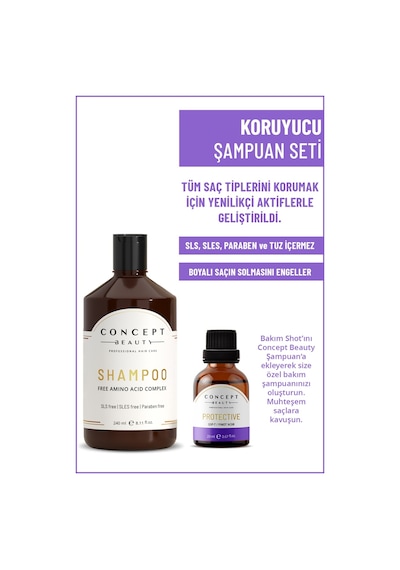Concept Beauty Yoğun Koruyucu Saç Bakım Şampuanı 240 ML + Protective Koruyucu Shot 20 ML