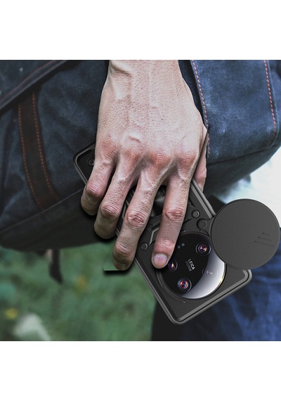 Kilifone - Mi 13 Ultra Uyumlu - Kılıf Magnetik Standlı Kamera Korumalı Sürgülü Vega Kapak - Siyah