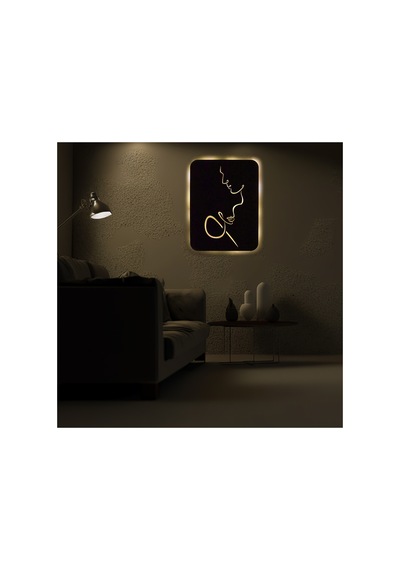 Led Işıklı Kişiselleştirilebilir Çift Temalı Tablo Vivian Dekoratif Gece Lambası Sarı - 737244829 Sarı