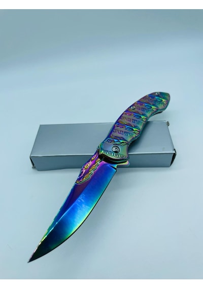 Tobaccotürk724 Yaprak Kabartmalı Spekturmrenk Metal Kamp Çakı //21cm-195gr Gri