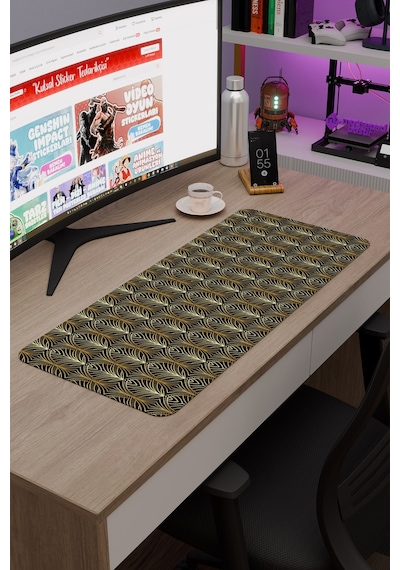 Art Deco Tarzı Kaymaz Dikişli Kauçuk Oyuncu Mousepad V3 - 70x30 Xl Gaming Mouse Pad Fare Altlığı