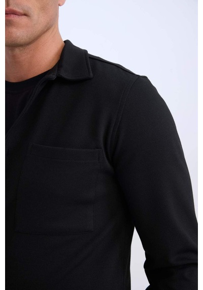 DeFacto Regular Fit Polo Yaka Gömlek Ceket D7243AX25SPBK81