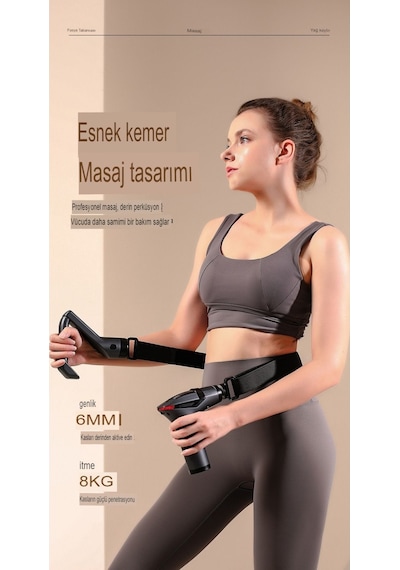 Yeni Nesil Profesyonel Lcd Göstergeli Şarjlı Tüm Vucut Masaj Tabancası Çok Fonksiyon Fıtness Masajı Gri