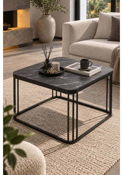 Sulorahome Siyah Kare Orta Sehpa 60x60 Cm