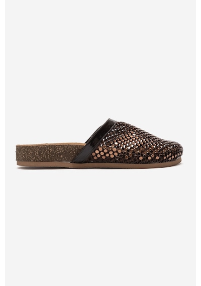 Luvi Shoes Montera Kahverengi Taşlı Kadın Terlik
