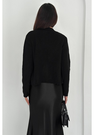 Noa & Noa Kadın Örgü Crop Top & Hırka Takımı Yumuşak & Minimal Stil Siyah
