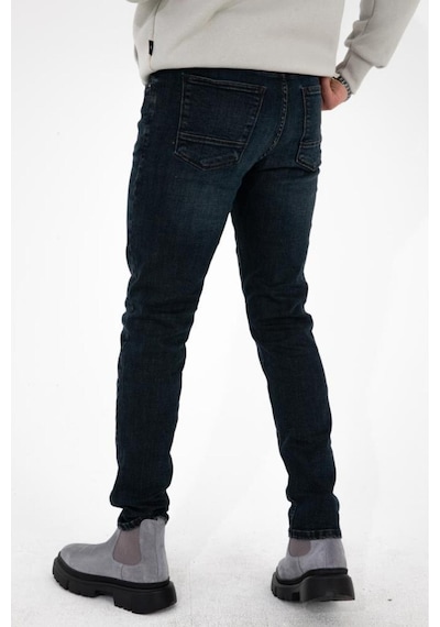 HLT Jeans Erkek Koyu Lacivert Slim Fit Likralı Jean Kot Pantolon İçi Hardal Hlthe001931