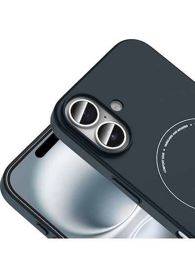 iPhone Uyumlu 16 Kılıf M-safe Şarj Özellikli Kamera Korumalı Ata Elio Sert Pc Kapak - Lacivert