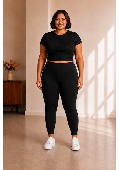 Sngl Tekstil Kadın Büyük Beden Çelik İnterlok Kumaş Toparlayıcı Tayt 3xl 4xl 5xl 6xl 7xl 8xl 9xl Siyah
