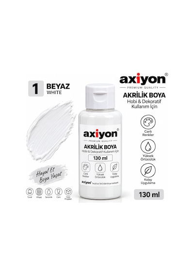 Axiyon Art Akrilik Boya 130 Ml Beyaz 2'li Paket Su Bazlı Hobi Ve Dekoratif Boya