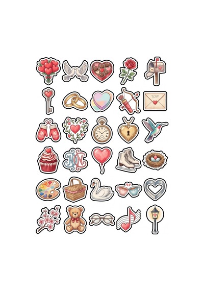 30 Adet Vintage Romantik Posta Pulu Sticker Seti - Ajanda Scrapbook Defter Çok Renkli
