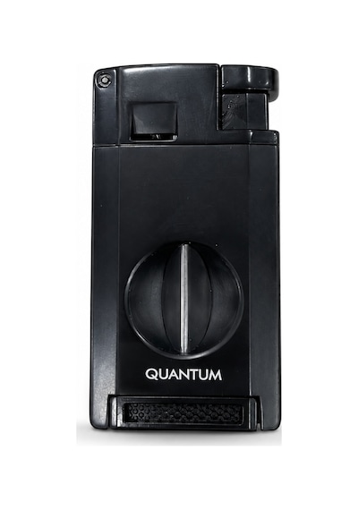 Quantum Çift Torch Pürmüz Siyah V Kesicili Metal Puro Çakmağı Tr9981