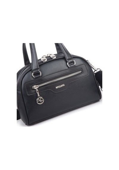 Nas Bag Kadın Şık El Ve Postacı Çanta En 22 Cm , Boy 16 Cm Siyah