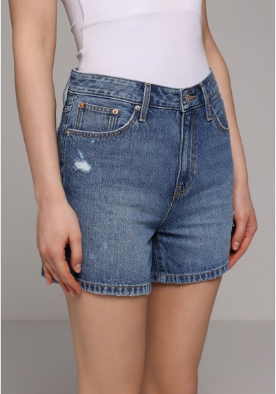 Colin's Colins Mom Fit Yüksel Bel Düz Kadın Mid İndigo Denim Jean Şort Cl1081451 Q1.v1 Dn45060