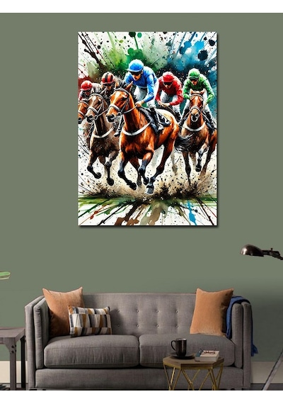 Kanvas Tablo At Yarışı Heyecanı 70cmx100cm