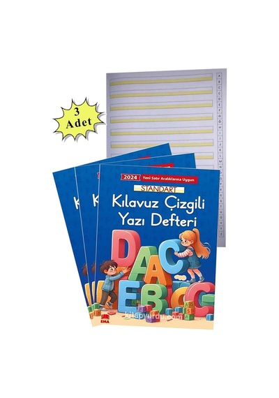 Yeni Müfradat Güzel Yazı Defteri A4 19x27 Cm 24 Yaprak 3 Adet Standart Kılavuz Çizgili Yazı Defteri Satır Aralıklarına Uygun