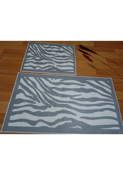 2li Banyo Seti Baskılı Zebra Gri Desenli