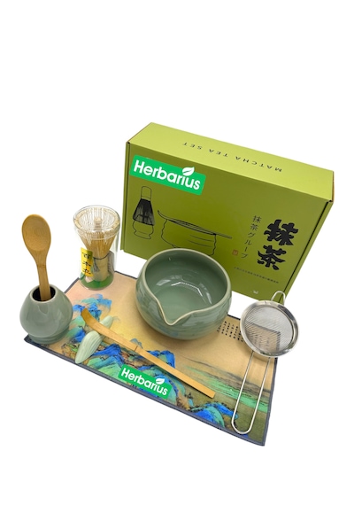 Herbarius 8 Parça Parlak Mint Yeşili Renk Matcha Çayı Hazırlama Seti - Geleneksel Japon Matcha Seti