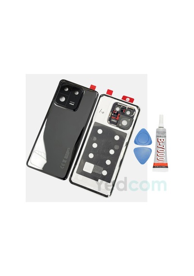 Xiaomi Mi 13 Pro Siyah Kamera Camlı Arka Cam Batarya Pil Kapağı Telefon Arka Kapak