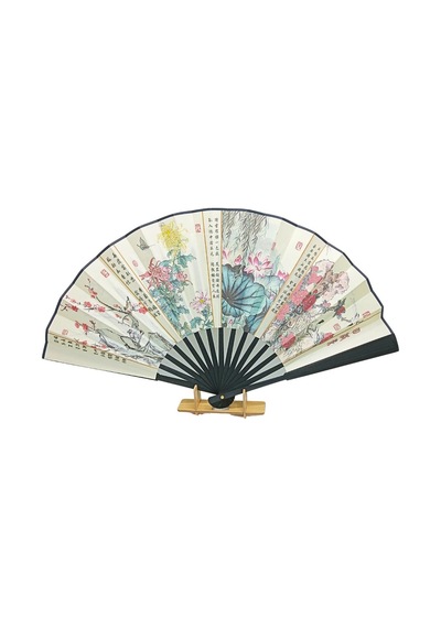 Çin Bambu Keten Kumaş Yelpaze 04bsd Siyah Büyük Boy 60cm No.4s Adet-1