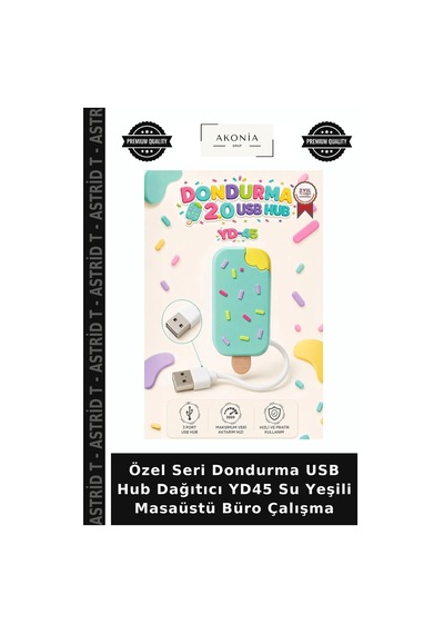 Özel Seri Dondurma Usb Hub Dağıtıcı Yd45 Su Yeşili Masaüstü Büro Çalışma