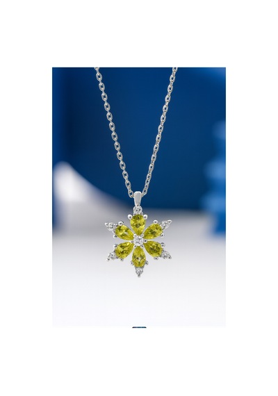 Çekirdekjewelry 925 Ayar Gümüş Zeytinyağı Taşlı Çiçek Kolye Gri