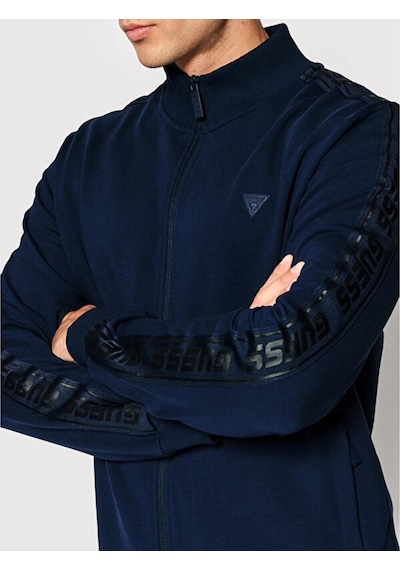 Guess Erkek Tamamı Fermuarlı Koyu Mavi Sweatshirt Lacivert