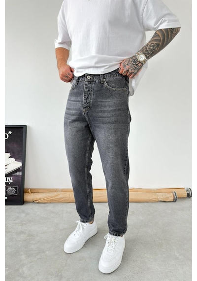 Füme Ters Dikiş Detay Boyfriend Pantolon