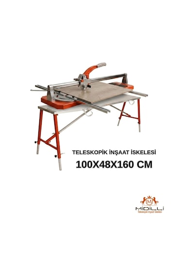 Alüminyum Gövdeli Çelik Ayaklı Teleskopik Katlanır İnşaat İskelesi - 400 Kg Taşıma Kapasitesi 100x48x160cm