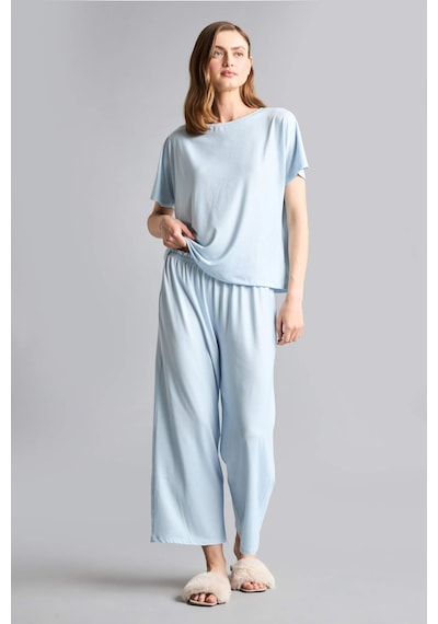 Defacto Regular Fıt Kısa Kollu 2li Softshell Pijama Takım H7011ax26smbe745 Mavi-be745