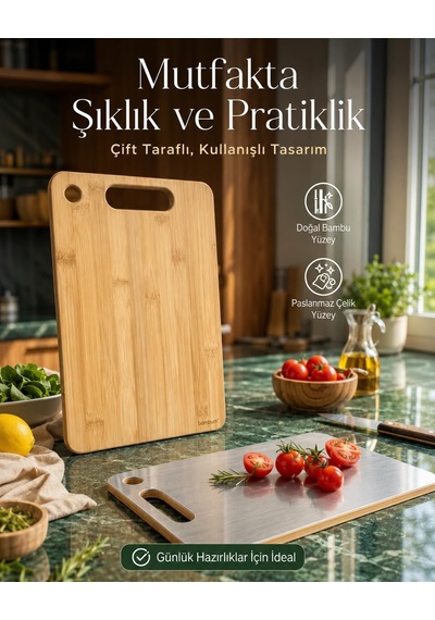 Stan - Çift Taraflı Kesme Tahtası Büyük Çok Renkli