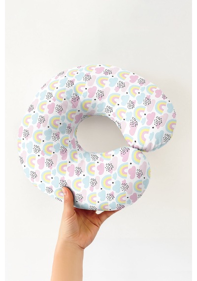 Renkli Gökkuşağı Bulut Desenli Boyun Yastığı - Pastel Pembe Mavi Çocuk & Yetişkin Seyahat Yastığı Metalik Fırtına Fildişi Renkli Gökkuşağı Bulut Desenli Boyun Yastığı - Pastel Pembe Mavi Çocuk & Yetişkin Seyahat Yastığı Metalik Fırtına Fildişi