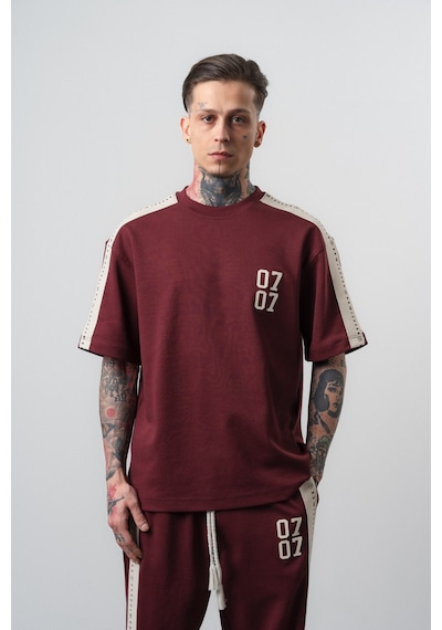 Respire Erkek 07 Şerit Detaylı Regular Fit T-shirt Bordo