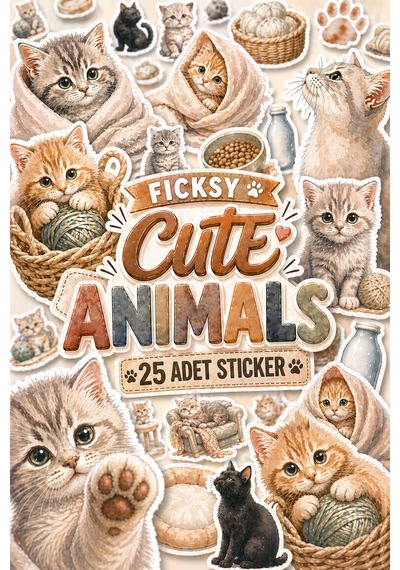 Sevimli Kedi Sticker Seti - 25 Adet Etiket Çıkartma Diğer