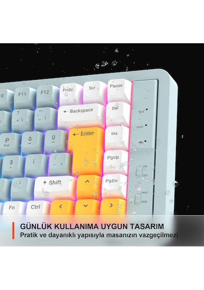 Lecoo GK805 Bluetooth 5.0 / 2.4 GHz / USB 3 Modlu RGB 85 Tuş Gasket Membran Türkçe Q Oyuncu Klavyesi