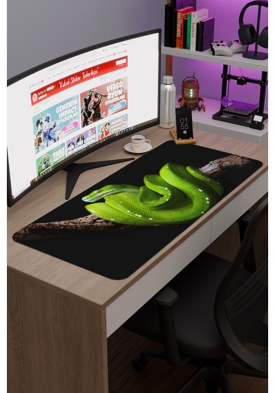Yılan Kaymaz Dikişli Kauçuk Oyuncu Mousepad V4 - 90x40 Xxl Gaming Mouse Pad Fare Altlığı