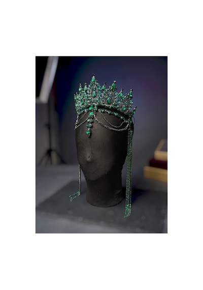 Diamond Veil Crown Alınlıklı Gelin,kına,nişan,söz,after,bride,party Taç Yeşil - 885835840 Yeşil