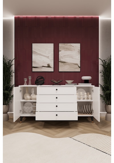 Asra Trend Lüks Konsol Tv Ünitesi %100 Mdf Salon Ve Yemek Odası Ünitesi Knsl04 Beyaz