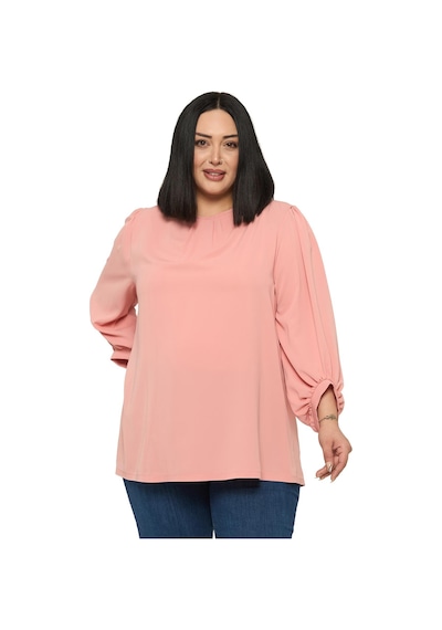 Disentis Modest Büyük Beden Yuvarlak Yaka Truvakar Büzgülü Kollu Rahat Kesim Pudra Bluz Pudra Disentis Modest Büyük Beden Yuvarlak Yaka Truvakar Büzgülü Kollu Rahat Kesim Pudra Bluz Pudra