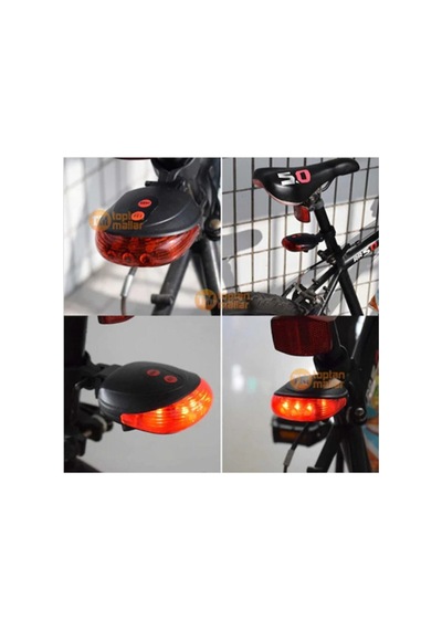 7 Fonksiyonlu Güvenlik Şeritli Bisiklet Lazer Led Stop Lambası Kırmızı - 35577668 Kırmızı