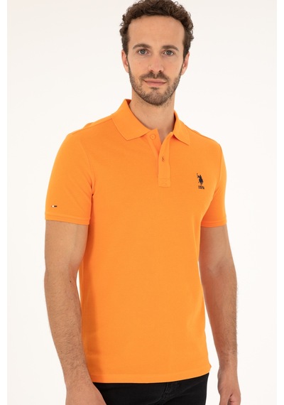 U.S. Polo Assn. Erkek Slim Fit Polo Yaka Turuncu Basic Tişört 50279613-VR051