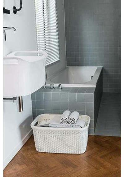 Beyaz, Hasır Desenli Plastik Çamaşır Selesi - 25x35x53cm Sku: Smg8690010581655 40 x 19