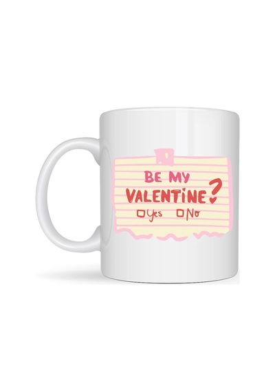 Be My Valentine Porselen Kupa Model 8 Sevgiliye Özel Romantik Tasarım Çok Renkli