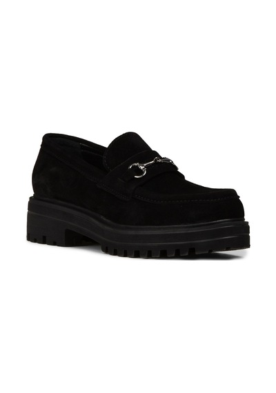 Deery Kadın Hakiki Süet Siyah Toka Detaylı Loafer - 02024zsyhe01 Siyah