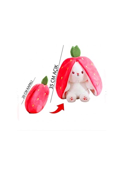 Fermuarlı Çilek Tavşan Peluş Oyuncak 20cm Tüylü Tavşan Hediyelik Yumoş Arkadaş Çok Renkli